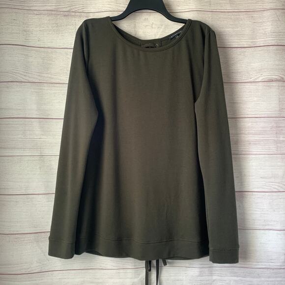 Staccato Olive Green Lace Back Shirt Long Sleeves Size XL - Picture 1 of 13